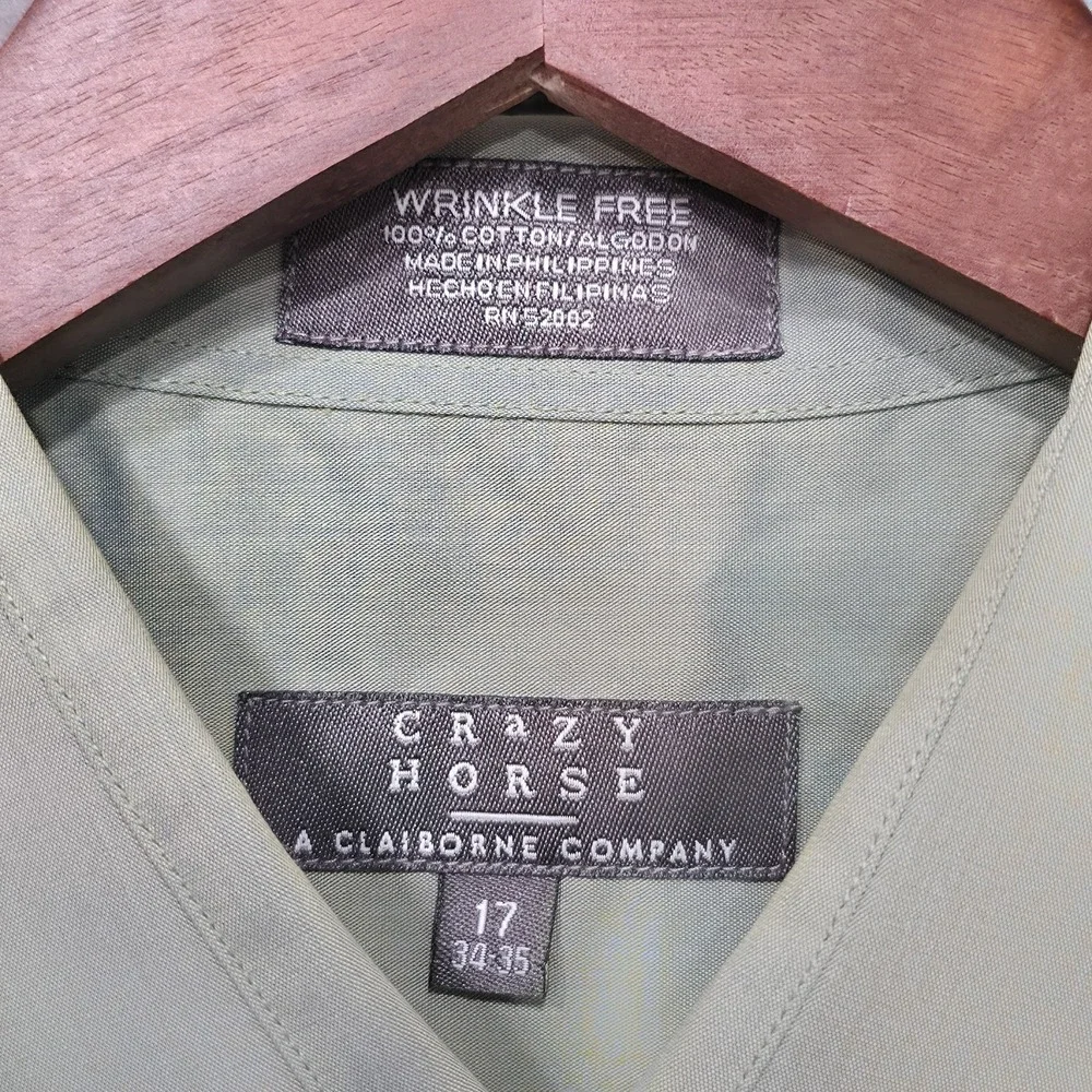 Crazy Horse Men's Wrinkle Free‎ Long Sleeve Button Up Dress Shirt Size 17-34/35